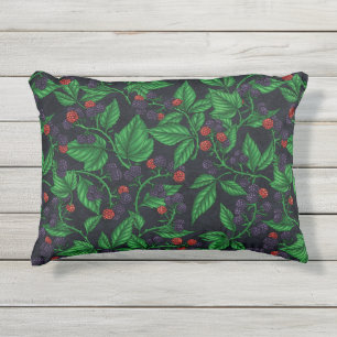 Blackberries on dark gray outdoor pillow