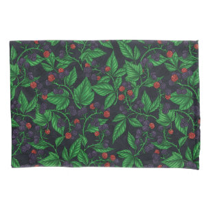 Blackberries on dark gray pillow case