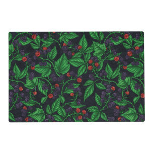 Blackberries on dark gray placemat