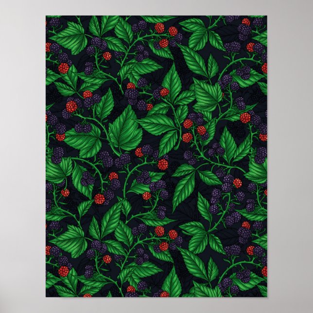 Blackberries on dark gray poster (Front)