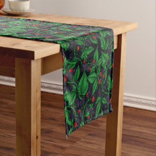 Blackberries on dark gray short table runner