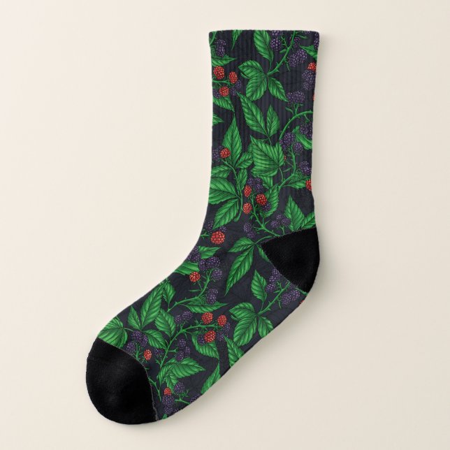 Blackberries on dark gray socks (Left Outside)