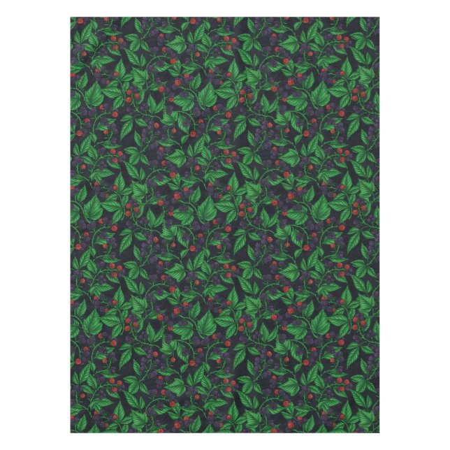 Blackberries on dark gray tablecloth (Front)