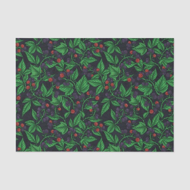 Blackberries on dark gray tissue paper (Front)