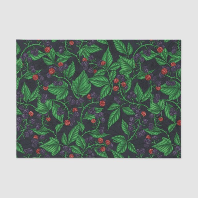 Blackberries on dark gray tissue paper (Front)