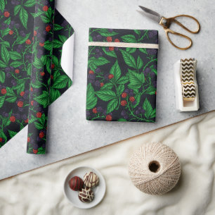 Blackberries on dark gray wrapping paper