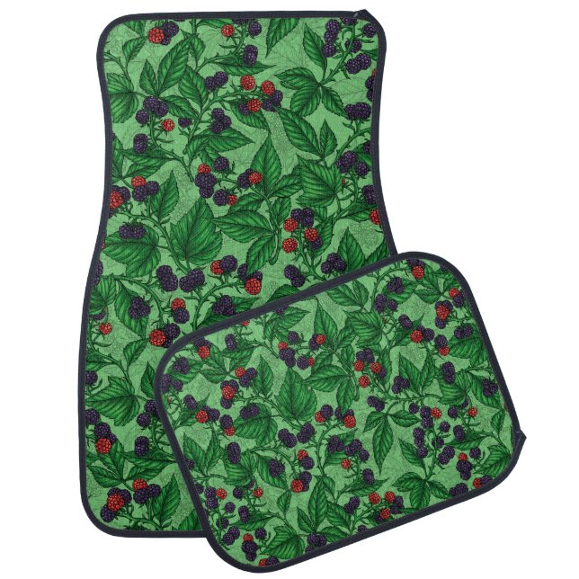 Blackberries on green car floor mat (Set)