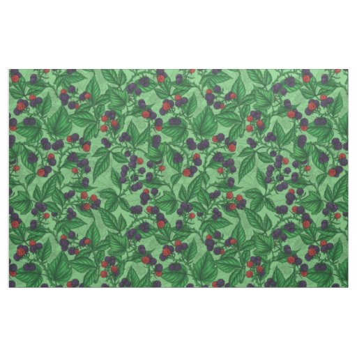 Blackberries on green fabric