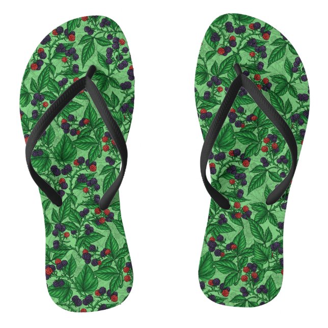 Blackberries on green flip flops (Footbed)