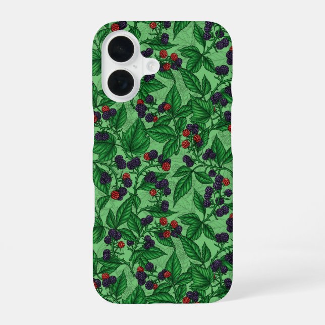 Blackberries on green iPhone case (Back)