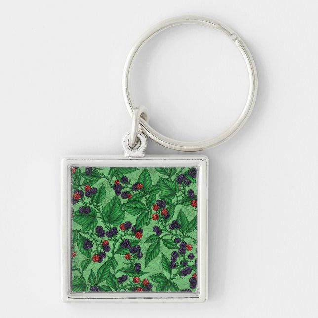 Blackberries on green keychain (Front)