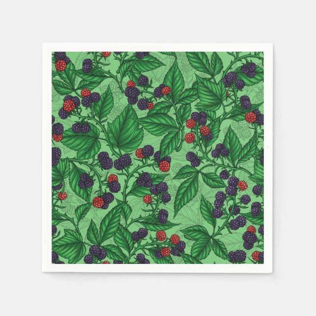 Blackberries on green napkins (Front)