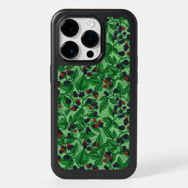 Blackberries on green otterbox iPhone case (Back)