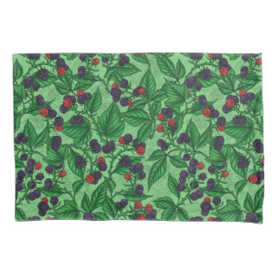Blackberries on green pillow case