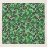 Blackberries on green scarf<br><div class="desc">Hand-drawn vector pattern with blackberry branches</div>