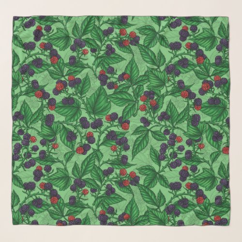 Blackberries on green scarf