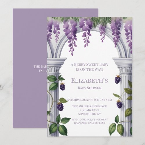 Blackberries & Wisteria Gender Neutral Baby Shower Invitation