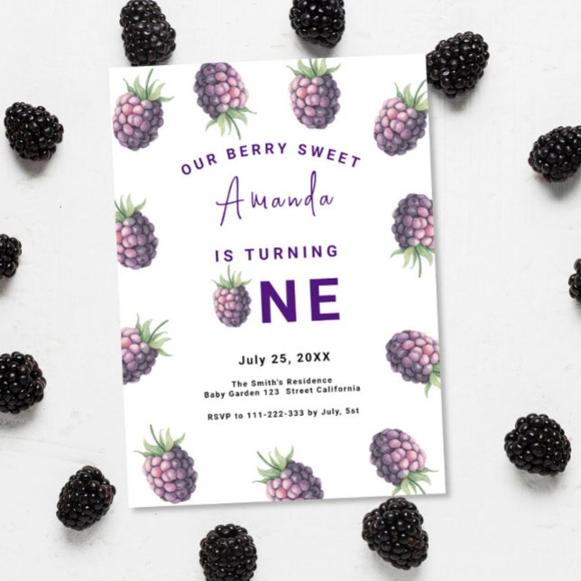 Blackberry 1st Birthday Party | Berry First Invitation (Creator Uploaded)