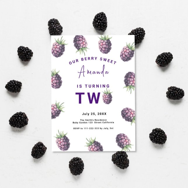 Blackberry 2st Birthday Party | Berry First Invitation (Creator Uploaded)