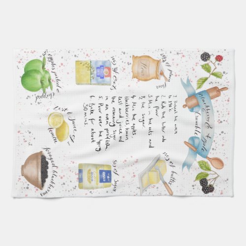 Blackberry and Apple Crumble Illustrated Recipe Kitchen Towel