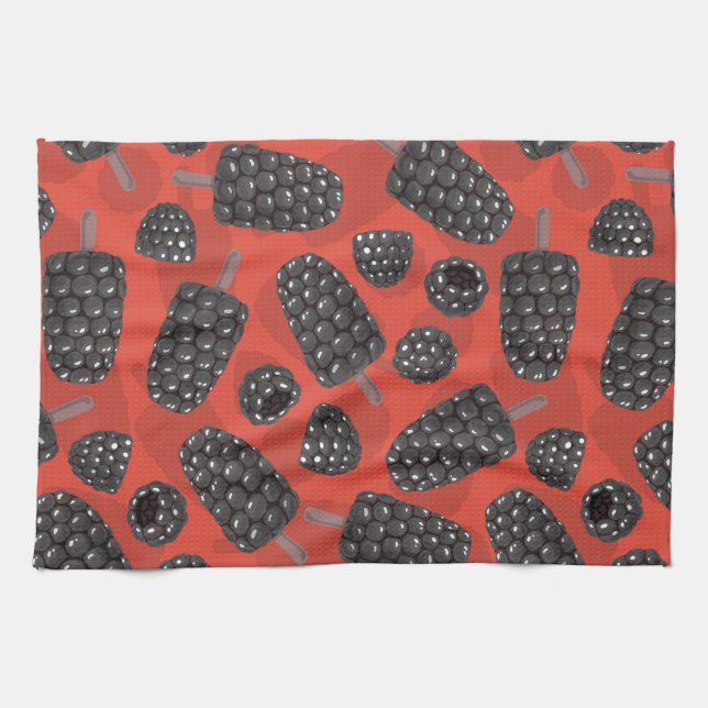 Blackberry and blackberry ice cream pattern kitchen towel (Horizontal)