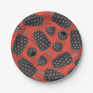 Blackberry and blackberry ice cream pattern paper plates