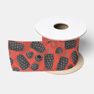 Blackberry and blackberry ice cream pattern satin ribbon