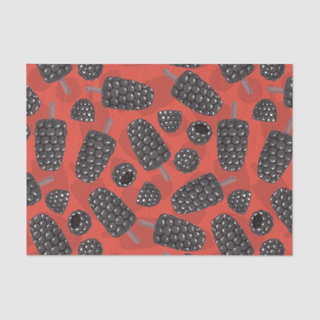 Blackberry and blackberry ice cream pattern tissue paper (Front)
