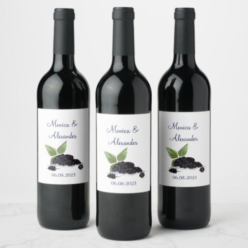 Blackberry Blackberries Fruits Summer Wedding Wine Label