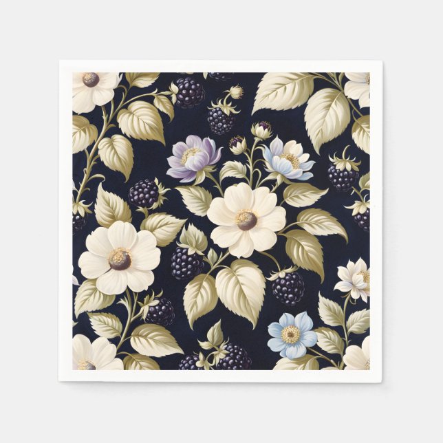 Blackberry & Blooms Napkins (Front)