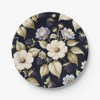 Blackberry & Blooms Paper Plates