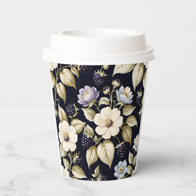 Blackberry Blooms Tea Party Paper Cups (Back)
