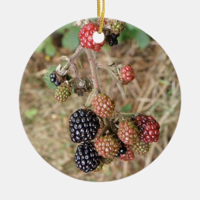 Blackberry Bonanza Custom Birthday Ceramic Ornament (Front)