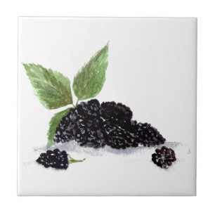 Blackberry Bramble blackberries fruits watercolor  Ceramic Tile