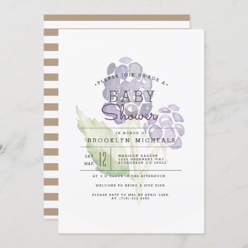 Blackberry Duo  Fruity  Watercolor Baby Shower Invitation