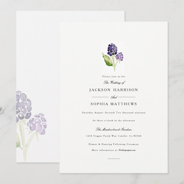 Blackberry Duo | Watercolor Wedding Invite (Front/Back)