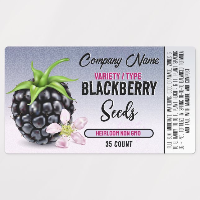 Blackberry Famer Seed Label (Design 1)