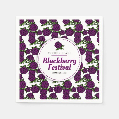 Blackberry festival or soft fruit event napkins