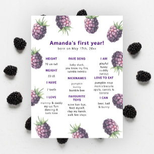 Blackberry First Birthday Milestone Birthday Poster