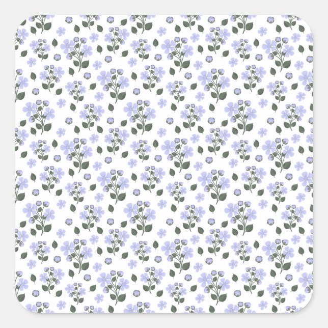 Blackberry flowers, seamless pattern square sticker (Front)