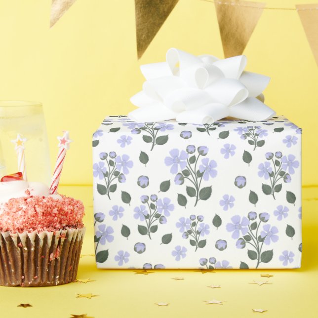 Blackberry flowers, seamless pattern wrapping paper (Birthday Party)