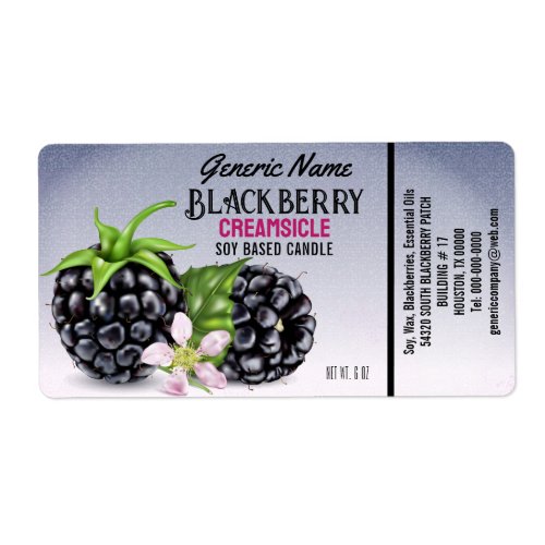 Blackberry Fruit Candle Ingredients Label