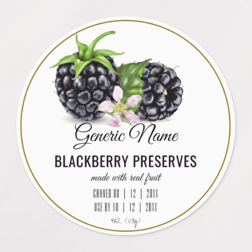 Blackberry Fruit Canning Labels