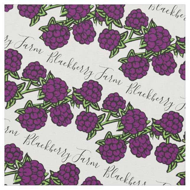 Blackberry fruit drawing name pattern fabric (Close Up)