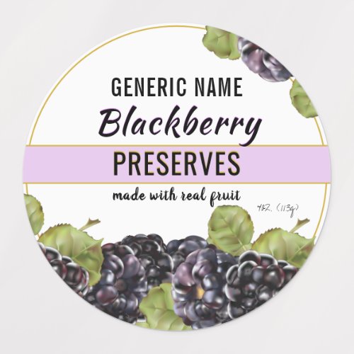 Blackberry Fruit Jam Canning Labels