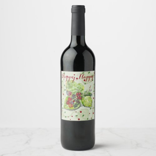 BlackBerry greenand red Wine Label