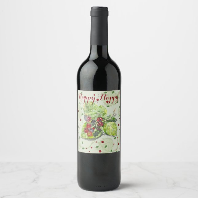 BlackBerry green and red Wine Label (Front)