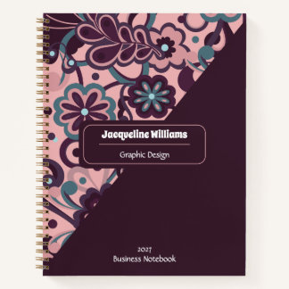 Blackberry Groovy Psychedelic 60s 70s Floral  Notebook