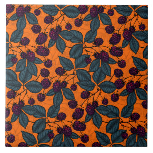 Blackberry hand -drawn pattern ceramic tile