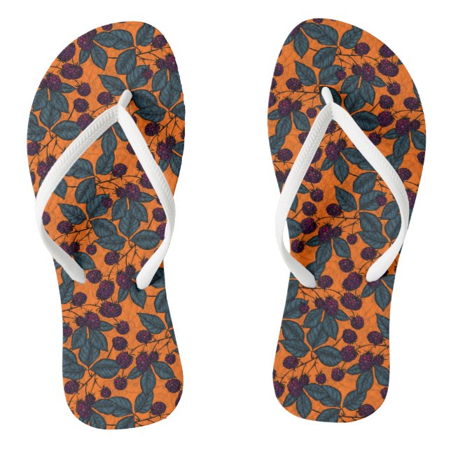 Blackberry hand -drawn pattern flip flops (Footbed)